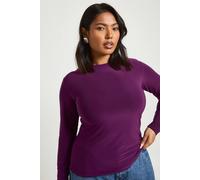 Boohoo Plus Double Layer Slinky Long Sleeve T-Shirt In Plum plum
