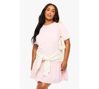 Boohoo Plus Drop Hem Smock Dress In Powder Pink powder pink 20