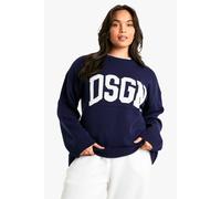 Boohoo Plus Dsgn Studio Crew Neck Knitted Jumper In Navy navy 20-22