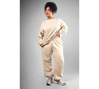 Boohoo Plus Dsgn Studio Embroidered Cuffed Oversized Jogger In Stone stone 16