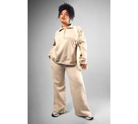 Boohoo Plus Dsgn Studio Embroidered Straight Leg Jogger In Stone stone 22