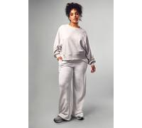 Boohoo Plus Dsgn Studio Script Wide Leg Jogger In Ash Grey ash grey 18