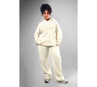 Boohoo Plus Dsgn Studio Toweling Applique Straight Leg Jogger In Cream cream 18