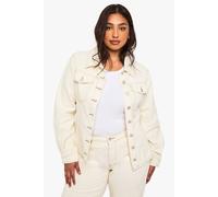 Boohoo Plus Ecru Denim Oversized Denim Jacket ecru 28