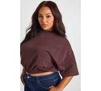 Boohoo Plus Elasticated Waist Boxy Short Sleeve T-Shirt In Chocolate chocolate 22