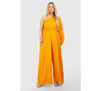 Boohoo Plus Flare Sleeve Cheesecloth Jumpsuit In Orange orange 18