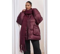Boohoo Plus Funnel Neck Puffer Jacket In Burgundy burgundy 26