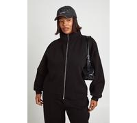boohoo Women's Plus Funnel Neck Zip Up Sweatshirt in Black | Size: 18