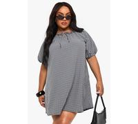 boohoo Women's Plus Gingham Smock Dress in Black | Size: 18
