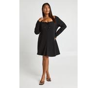 Boohoo Plus Gold Detail Tie Front Godet Hem Dress In Black black 20