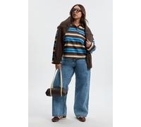 Boohoo Plus High Waist Bum Shaper Wide Leg Jean In Acid Wash Light Blue acid wash light blue 16