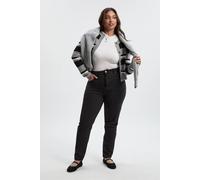 Boohoo Plus High Waist Slim Mom Jeans In Washed Black washed black 16