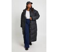 Boohoo Plus Hooded Quilt Detail Maxi Puffer In Black black 20
