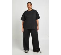 Boohoo Plus Interlock Wide Leg Joggers In Black black 22