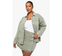 Boohoo Plus Khaki Washed Denim Skirt khaki 28