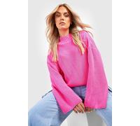 Boohoo Plus Knitted Funnel Neck Jumper In Hot Pink hot pink 26