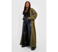Boohoo Plus Knitted Oversized Maxi Cardigan In Khaki khaki 26