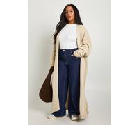 Boohoo Plus Knitted Oversized Maxi Cardigan In Stone stone 18