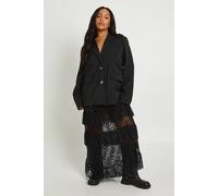 Boohoo Plus Lace Ruffle Maxi Skirt In Black black 28