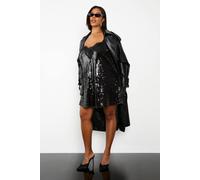 Boohoo Plus Lace Trim Sequin Cami Dress In Black black 24