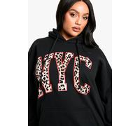 Boohoo Plus Leopard Nyc Oversized Hoodie In Black black 20