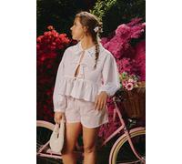 boohoo Women's Plus Lilac Seersucker Stripe Drawstring Waist Shorts | Size: 28