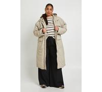 Boohoo Plus Long Line Parka Jacket In Stone stone 28