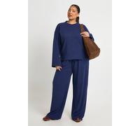 Boohoo Plus Long Sleeve T-Shirt & Wide Leg Trouser Co Ord In Navy navy 24