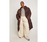 Boohoo Plus Longline Puffer Jacket In Chocolate chocolate 26
