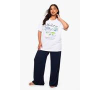 boohoo Women's Plus Matcha Club T-Shirt & Trouser Pj Set in Blue | Size: 16