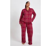 Boohoo Plus Matching Family Fleece Check Trouser Pj Set In Red red 16