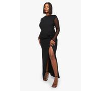 Boohoo Plus Mesh Twist Detail Maxi Dress In Black black 26