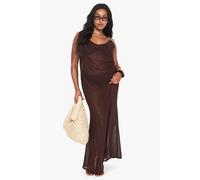 Boohoo Plus Metal Trim Chiffon Beach Maxi Dress In Chocolate chocolate 20-22