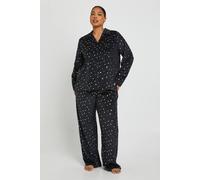 Boohoo Plus Metallic Star Fleece Pyjama Set In Black black 20