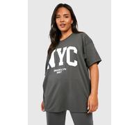 Boohoo Plus Nyc Oversized T-Shirt In Charcoal charcoal 18
