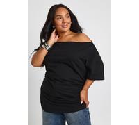 Boohoo Plus Off The Shoulder Ruched Short Sleeve Top In Black black 18