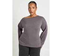 Boohoo Plus Off The Shoulder Ruched Split Hem Top In Mauve mauve 22