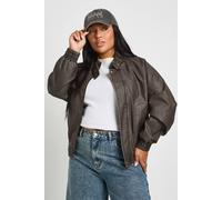 Boohoo Plus Oversized Collarless Jacket In Chocolate chocolate 18