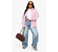 Boohoo Plus Oversized Stripe Shirt In Red red 18