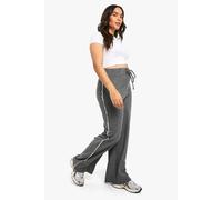 Boohoo Plus Pin Stripe Side Stripe Wide Leg Trouser In Grey grey 20