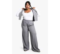 Boohoo Plus Pinstripe Boxer Slouchy Dad Trouser In Grey grey 18