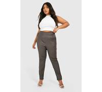 Boohoo Plus Pinstripe Super Stretch Bengaline Fitted Trousers In Brown brown 28