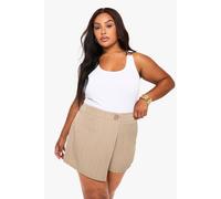 Boohoo Plus Pinstripe Tailored Skort In Taupe taupe 16