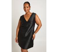 Boohoo Plus Plunge Align Bow Back Dress In Black black 20