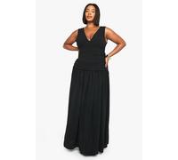 Boohoo Plus Plunge Corset Detail Maxi Dress In Black black 28