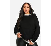 Boohoo Plus Premium Contrast Trim Jumper In Black black 18
