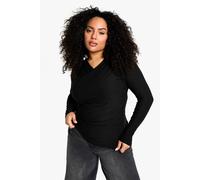 Boohoo Plus Premium Long Sleeve Wrap Top In Black black 24