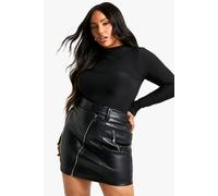 Boohoo Plus Pu Biker Mini Skirt In Black black 16