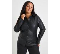 Boohoo Plus Pu Cinch Waist Shirt In Black black 28