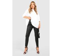 Boohoo Plus Pu Coated Skinny Jeans In Black black 20
